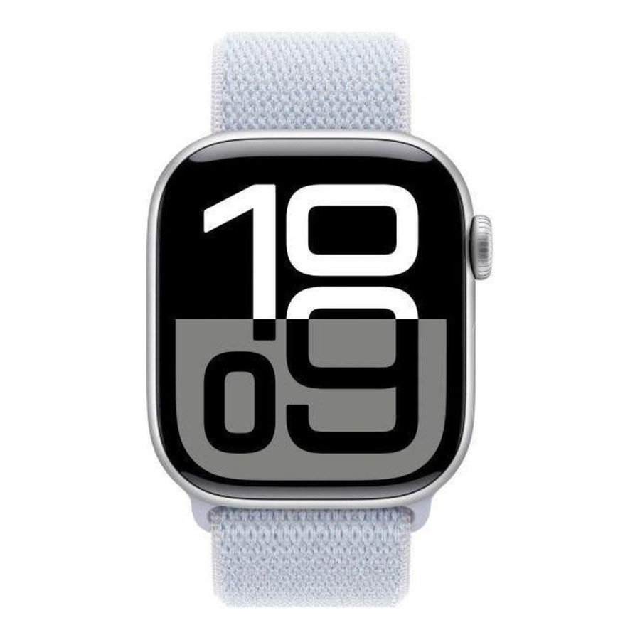 Apple Watch Series 10 GPS 42mm Silver Aluminum Case w. Blue Cloud Sport Loop (MWWD3)