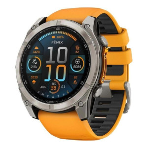Garmin Fenix 8 51mm AMOLED Sapphire Titanium w. Spark Orange/Graphite Silicone Band (010-02905-10/11/53)