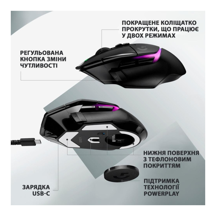Logitech G502 X PLUS Black (910-006162, 910-006164, 910-006163)