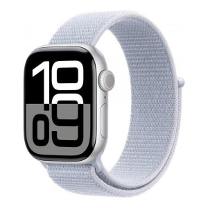 Apple Watch Series 10 GPS 42mm Silver Aluminum Case w. Blue Cloud Sport Loop (MWWD3)