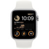 Apple Watch SE 2 GPS 44mm Silver Aluminum Case with White Sport Band - M/L (MNTJ3)