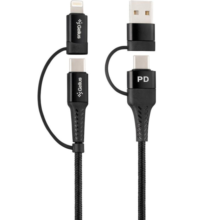 Кабель USB Gelius Pro Unimog 2 GP-UC106 4in1 USB-A/Type to Type-C/Lightning (Black)