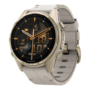 Garmin Fenix 8 43mm AMOLED Sapphire Soft Gold with Limestone Leather Band (010-02903-40)