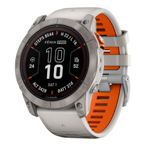 Garmin Fenix 7X Pro Sapphire Solar Titanium w. Fog Gray/Ember O. Band (010-02778-14/15/64)