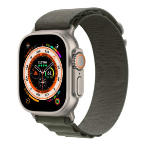 Apple Watch Ultra GPS + Cellular 49mm Titanium Case with Green Alpine Loop - Medium (MQEW3/MQFN3)