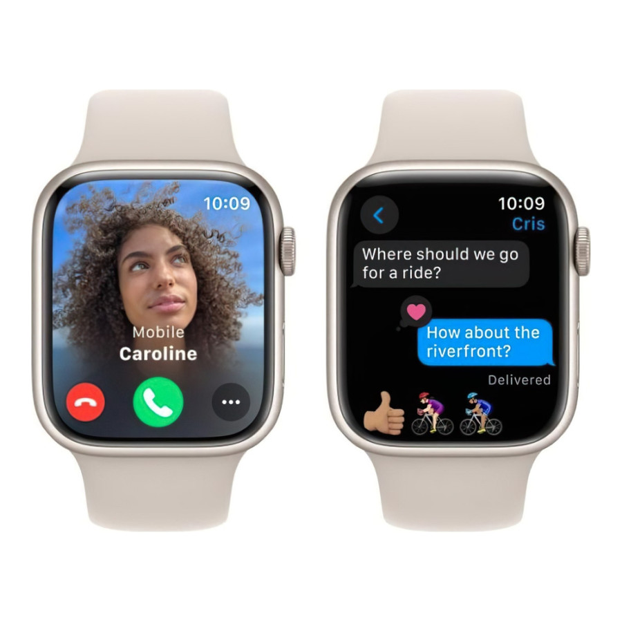 Apple Watch Series 9 GPS 41mm Starlight Aluminum Case w. Starlight Sport Band - S/M (MR8T3)