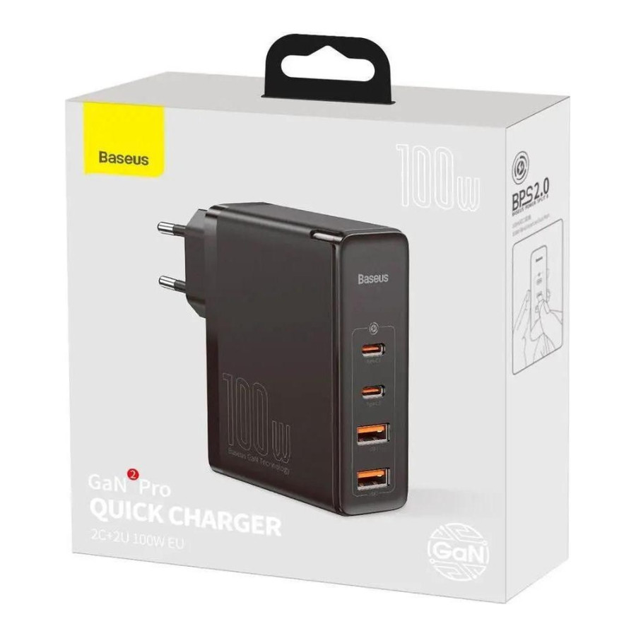 Baseus GaN2 Pro Q.C 2C + Charger Type-C Cable 100W Black (CCGAN2P-L01)