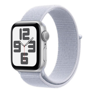 Apple Watch SE 2 GPS 40mm Silver Aluminium Case w. Blue Cloud Sport Loop (MXEE3)