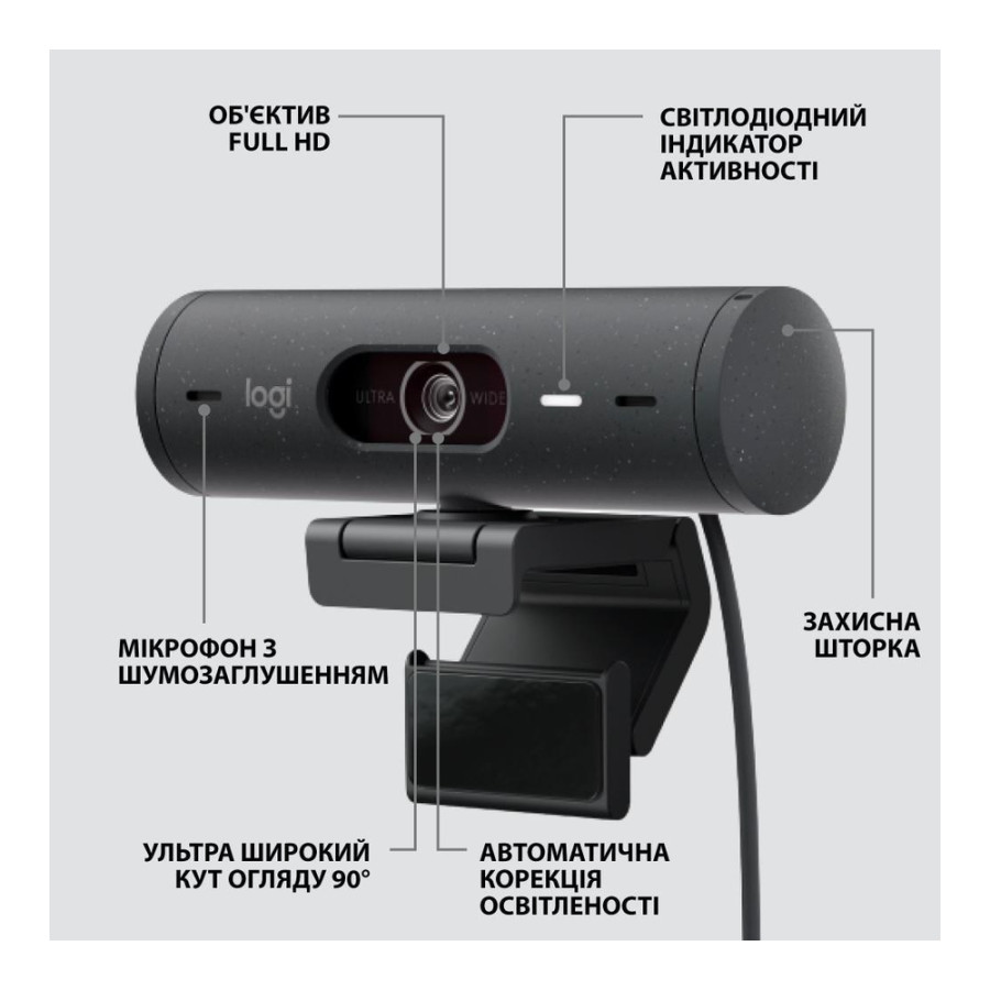 Logitech Brio 500 Graphite (960-001422,960-001493, 960-001423)