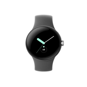 Google Pixel Watch LTE Polished Silver Case/Charcoal Active Band