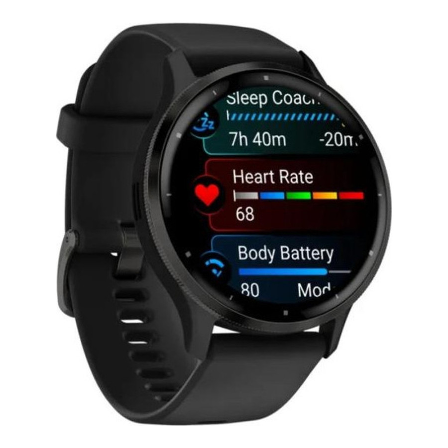 Garmin Venu 3 Slate Stainless Steel Bezel with Black Case and Silicone Band (010-02784-01/51)