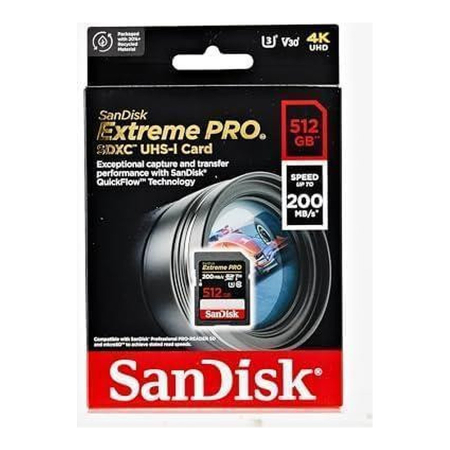 SanDisk 512 GB SDXC UHS-I U3 V30 Extreme PRO (SDSDXXD-512G-GN4IN)
