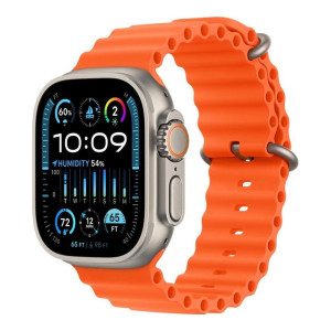 Apple Watch Ultra 2 GPS + Cellular 49mm Titanium Case with Orange Ocean Band (MREH3)