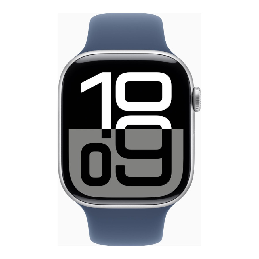 Apple Watch Series 10 GPS + Cellular 46mm Silver Alu. Case w. Denim Sport Band - S/M (MWY03)