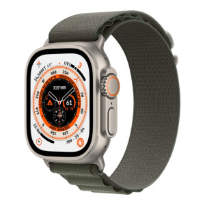 Apple Watch Ultra GPS + Cellular 49mm Titanium Case with Green Alpine Loop - Small (MNHC3/MNHJ3)