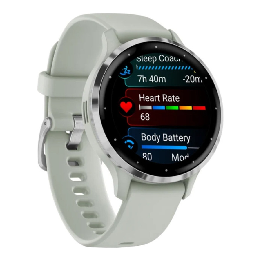 Garmin Venu 3S Silver S. Steel Bezel w. Sage Gray Case and S. Band (010-02785-01/51)