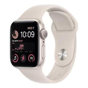Apple Watch SE 2 GPS 44mm Starlight Aluminum Case with Starlight Sport Band (MNJX3)