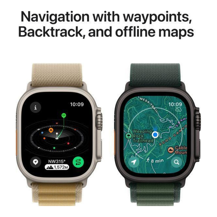 Apple Watch Ultra 2 GPS + Cellular 49mm Black Titan. Case w. Dark Green Alpine Loop - Medium (MX4R3)