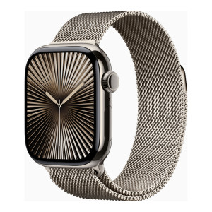 Apple Watch Series 10 GPS + Cellular 42mm Natural Titanium Case w. Natural Milanese Loop (MWXF3)