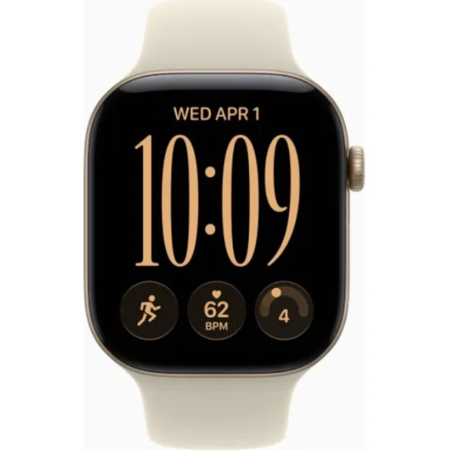 Apple Watch Series 12 GPS 46mm Light Gold Aluminum Case with Sand Sport Band M/L (MJEP4)