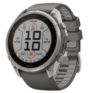 Garmin Fenix 9 Pro Solar 51mm Titanium with Pebble Gray/Silver Gray Silicone Band (010-04339-05/06/17)