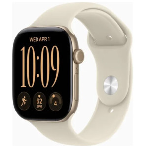 Apple Watch Series 12 GPS 46mm Light Gold Aluminum Case with Sand Sport Band S/M (MJEN4)