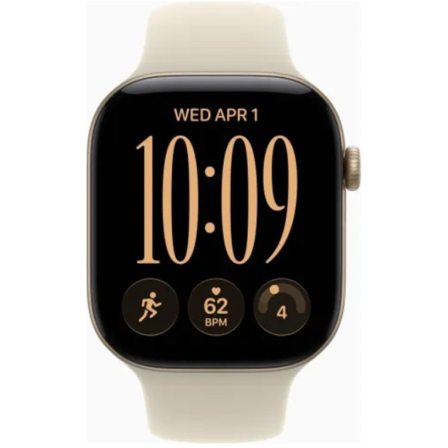 Apple Watch Series 12 GPS 46mm Light Gold Aluminum Case with Sand Sport Band S/M (MJEN4)