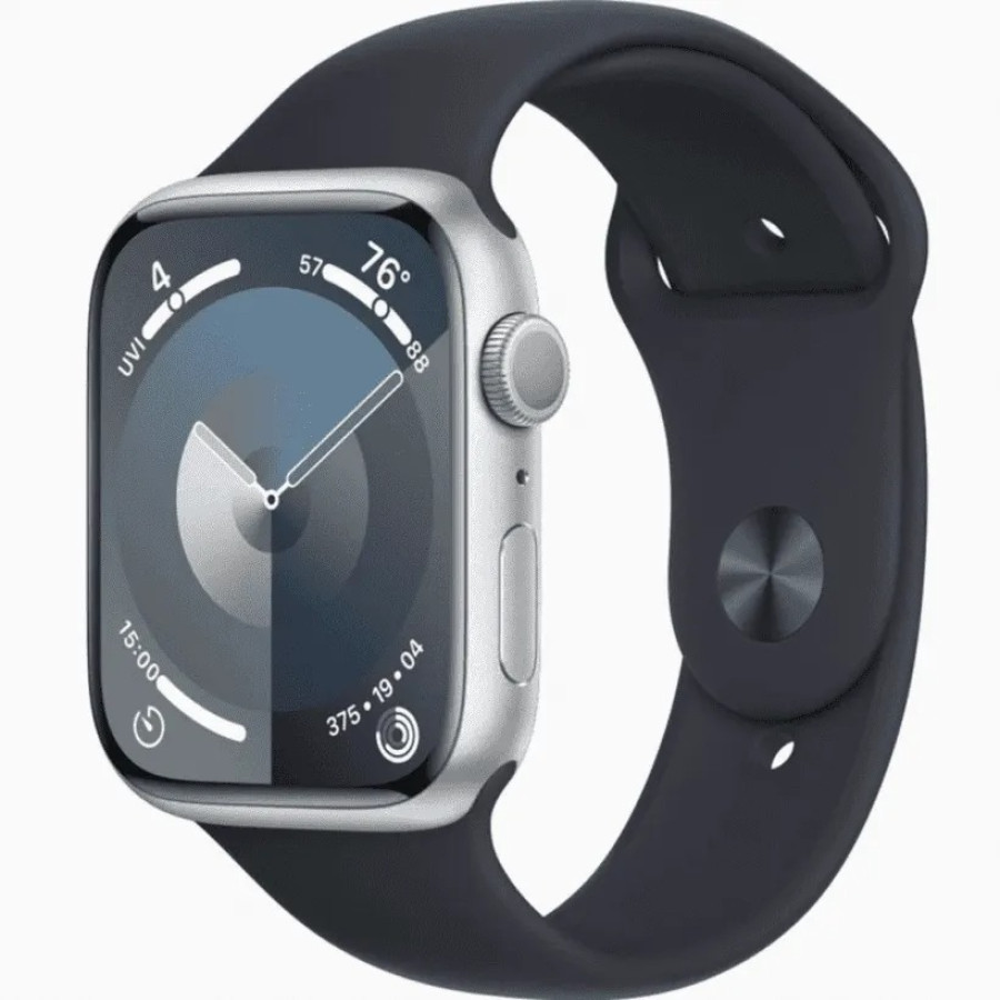 Apple Watch Series 9 GPS 45mm Silver Aluminum Case with Midnight Sport Band (MR9R3, MT593)