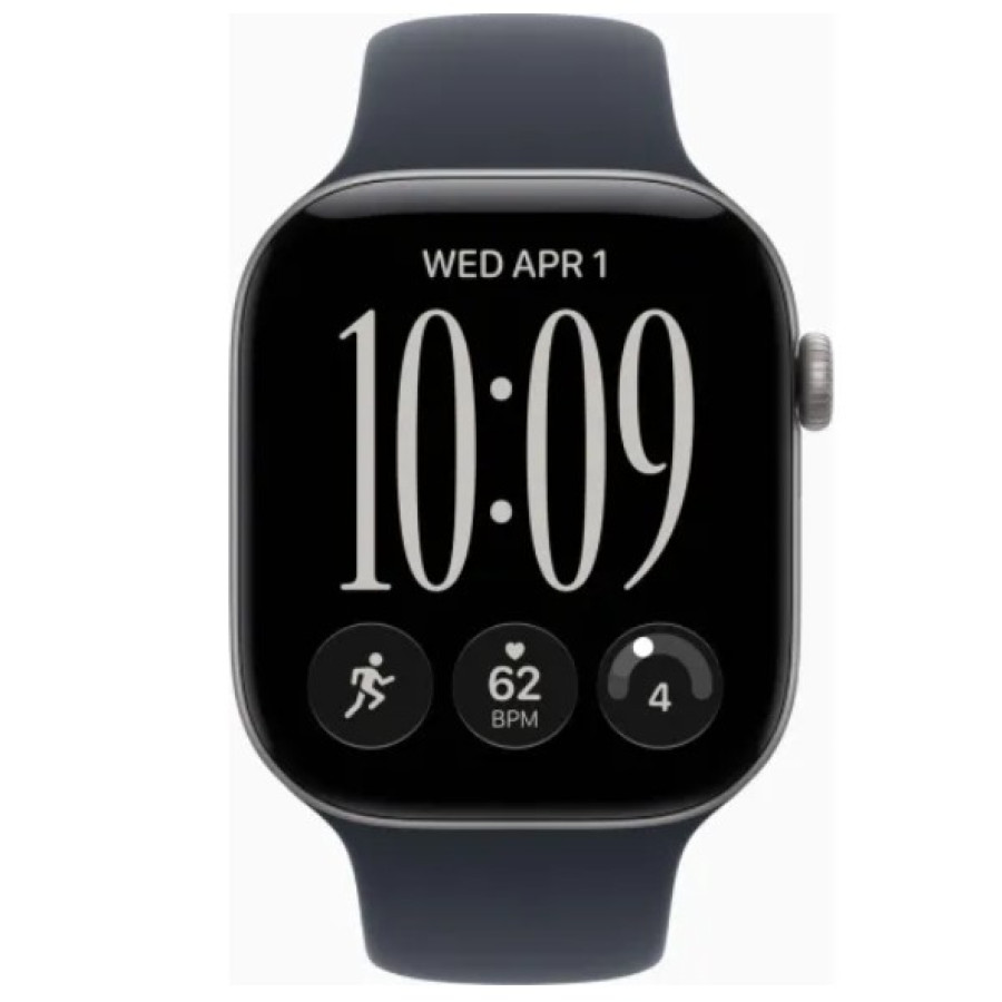 Apple Watch Series 12 GPS 46mm Space Gray Aluminum Case with Navy Blue Sport Band M/L (MJEJ4)