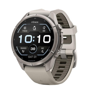 Garmin Fenix 9 Pro 43mm Titanium with Fog Gray/Dark Sandstone Silicone Band (010-04335-85/86) (повреждена упаковка)