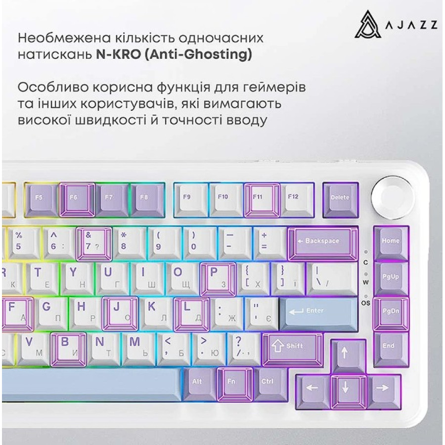 Ajazz AK820 MAX Magnetic Switches Purple/White/Blue (AK820MAX-WM-PWB)