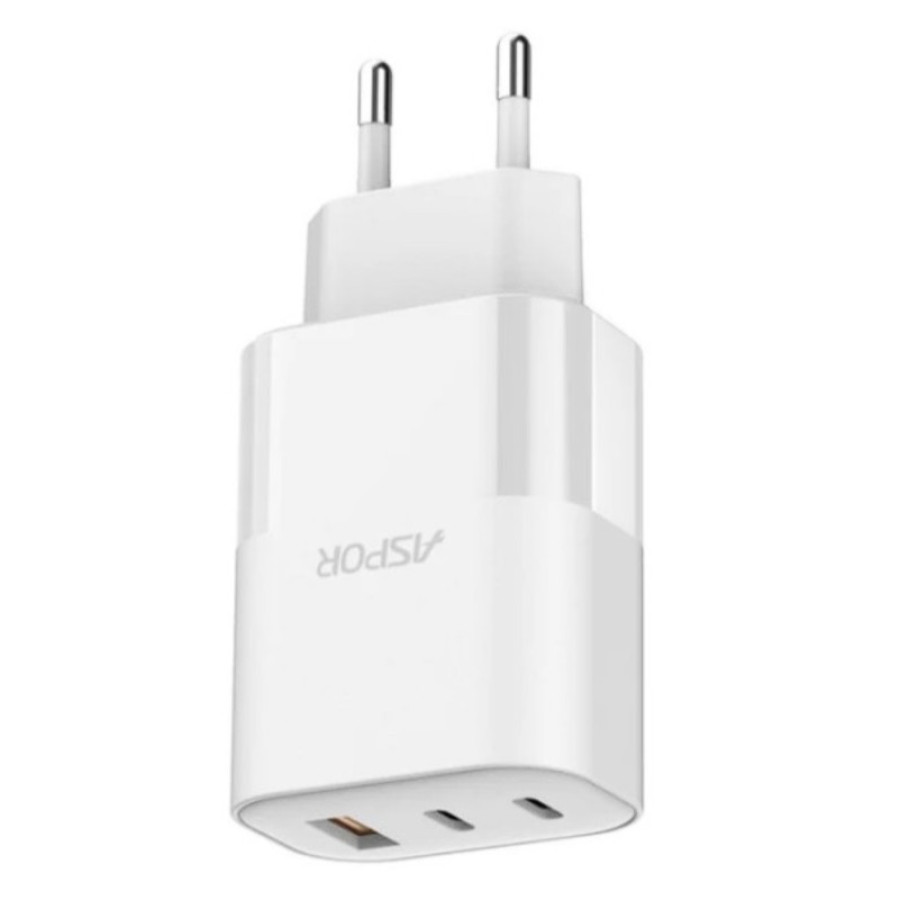 Aspor A883 Мережевий зарядний пристрій Fast Charger (USB/2USB-C/65W)- білий