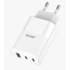 Aspor A883 Мережевий зарядний пристрій Fast Charger (USB/2USB-C/65W)- білий