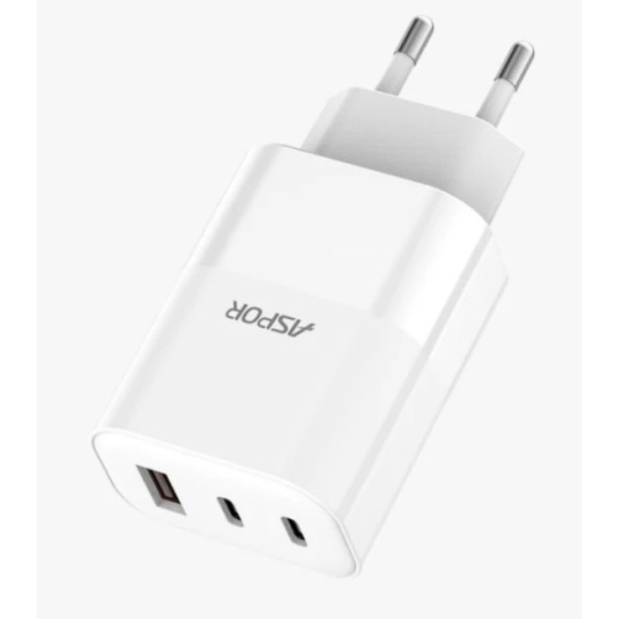 Aspor A883 Мережевий зарядний пристрій Fast Charger (USB/2USB-C/65W)- білий