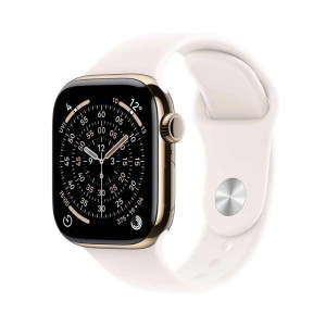 Apple Watch Series 11 GPS + Cellular 42mm Gold Titanium Case w. Light Blush Sport Band - S/M (MF8W4)