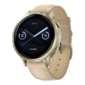 Garmin Venu 4 41 mm Lunar Gold with Light Sand Leather Band (010-03013-03)