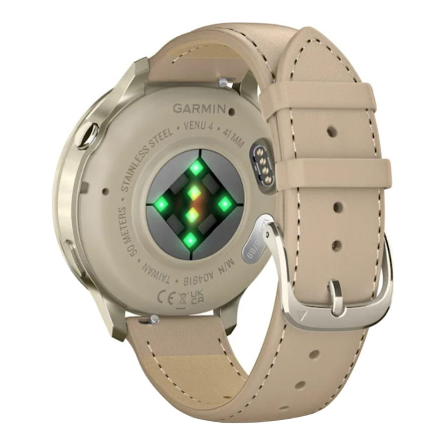 Garmin Venu 4 41 mm Lunar Gold with Light Sand Leather Band (010-03013-03)