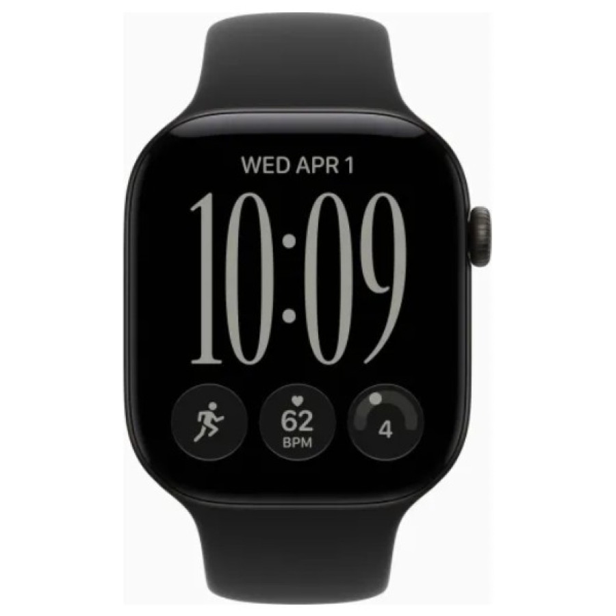 Apple Watch Series 12 GPS 46mm Black Aluminum Case with Black Sport Band S/M (MJEK4)