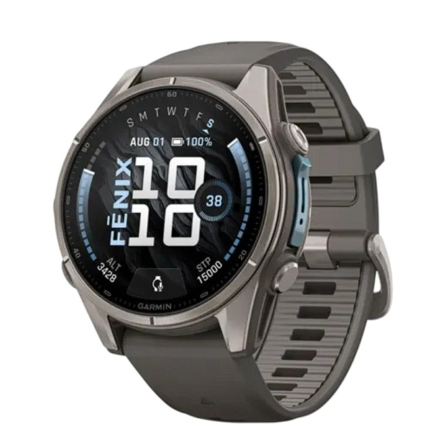 Garmin Fenix 9 43mm Titanium with Pebble Gray Silicone Band (010-04761-10/11)