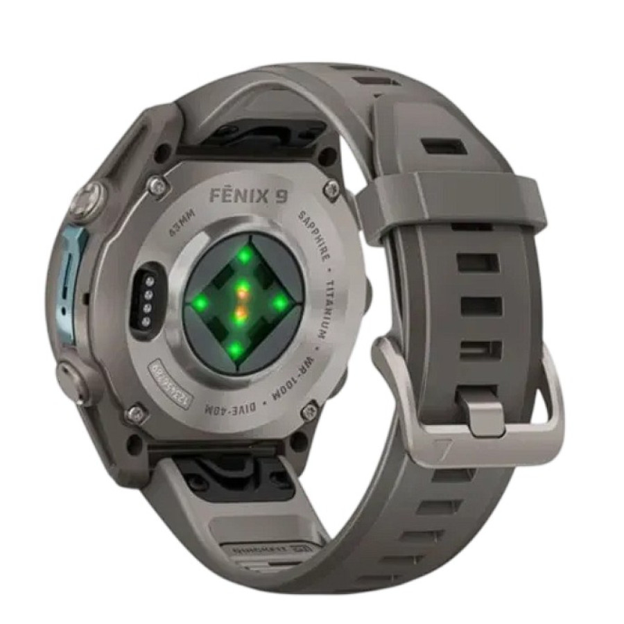 Garmin Fenix 9 43mm Titanium with Pebble Gray Silicone Band (010-04761-10/11)