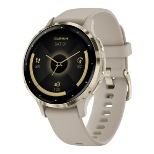 Garmin Venu 3S Soft Gold S. Steel Bezel w. French Gray Case and S. Band (010-02785-02)