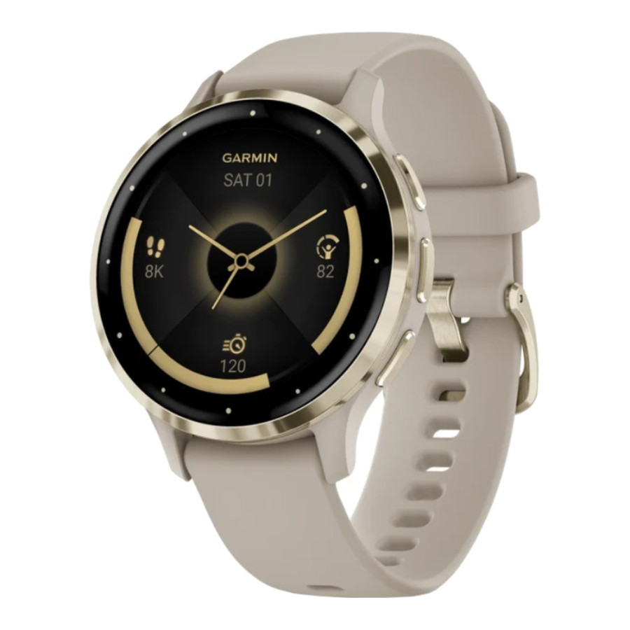 Garmin Venu 3S Soft Gold S. Steel Bezel w. French Gray Case and S. Band (010-02785-02)