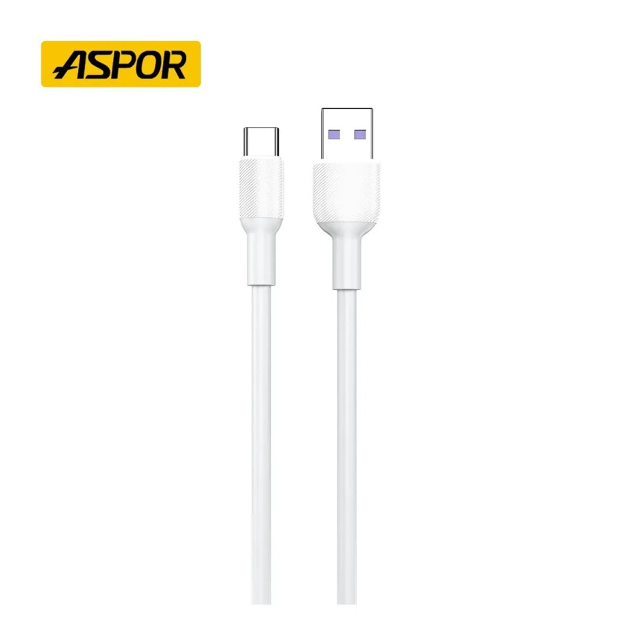 Aspor A082 USB кабель Silicone Type-C 5A/1м- білий