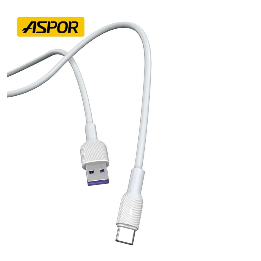 Aspor A082 USB кабель Silicone Type-C 5A/1м- білий