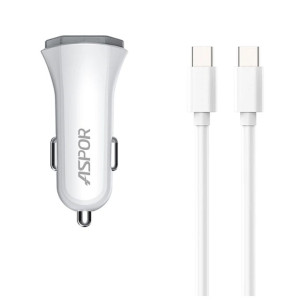 Aspor A906 Автомобільний зарядний пристрій PD (USB-C/3A/20W)- білий