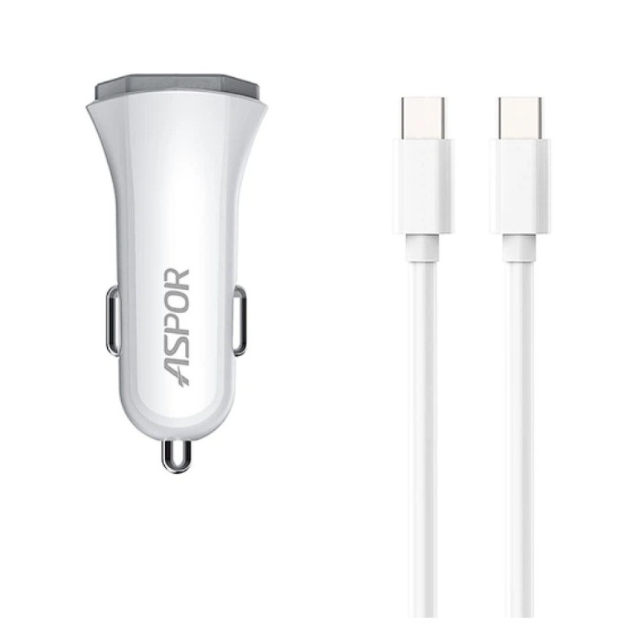 Aspor A906 Автомобільний зарядний пристрій PD (USB-C/3A/20W)- білий