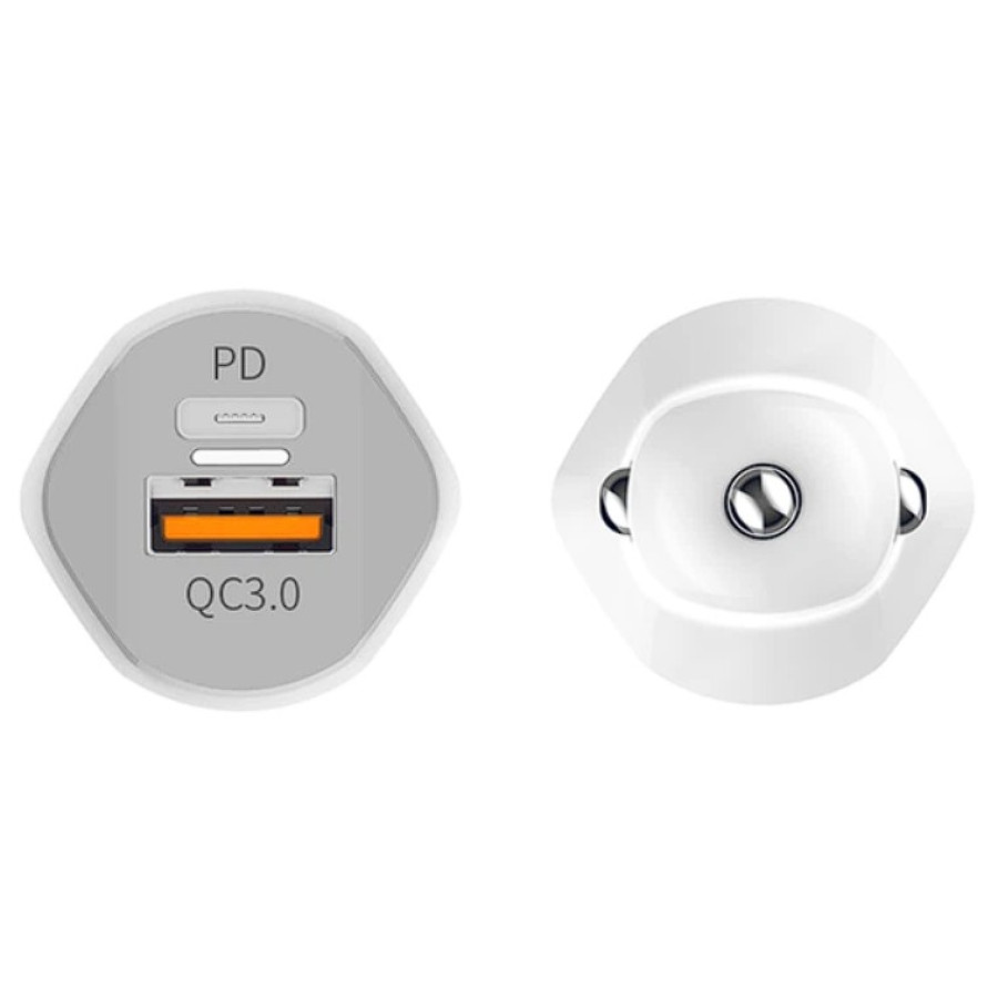 Aspor A906 Автомобільний зарядний пристрій PD (USB-C/3A/20W)- білий