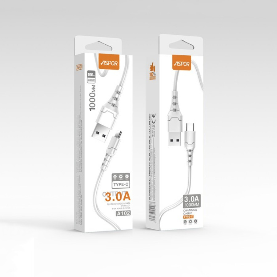 Aspor A102 USB кабель Type-C Fast Charge 3A/1м- білий