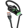 Aspor A197 USB кабель Dragon Nylon LED Type-C 2.4A/1м- чорний