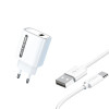 Aspor A803 Мережевий зарядний пристрій (USB/18W) + USB кабель Type-C- білий